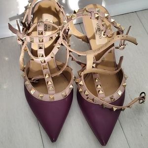 Valentino Rockstud Purple sz 37 Kitty Heels